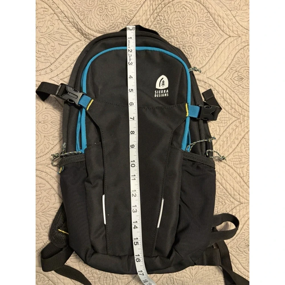 Sierra Designs 10L Hiking Backpack Black/Blue Zip Padded Hip Belt 5 Pockets